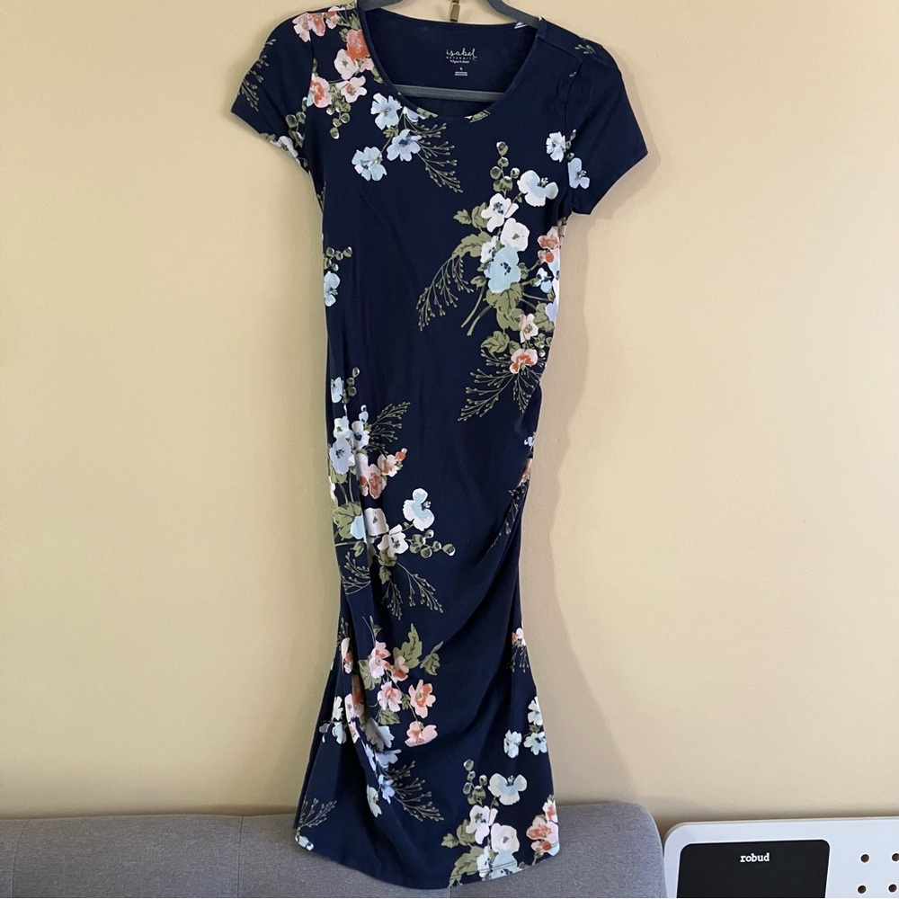 Isabel Maternity by Ingrid & Isabel Navy Floral Midi Dress
